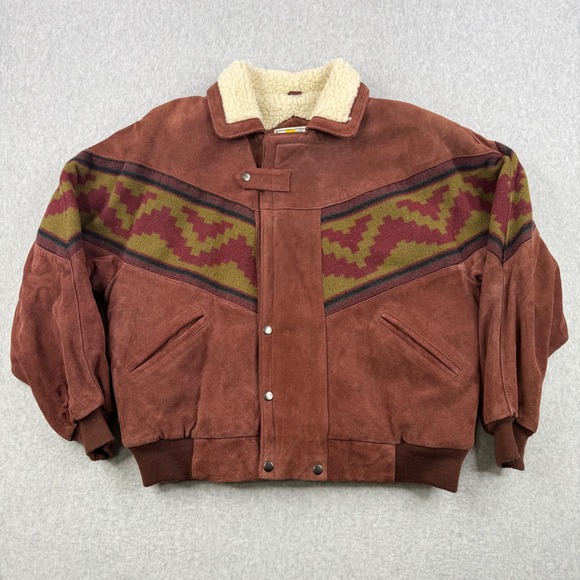 Mesa Ridge Other - Vintage Mesa Ridge Jacket Mens XL Brown Suede Leather Western Sherpa Lined 90s
